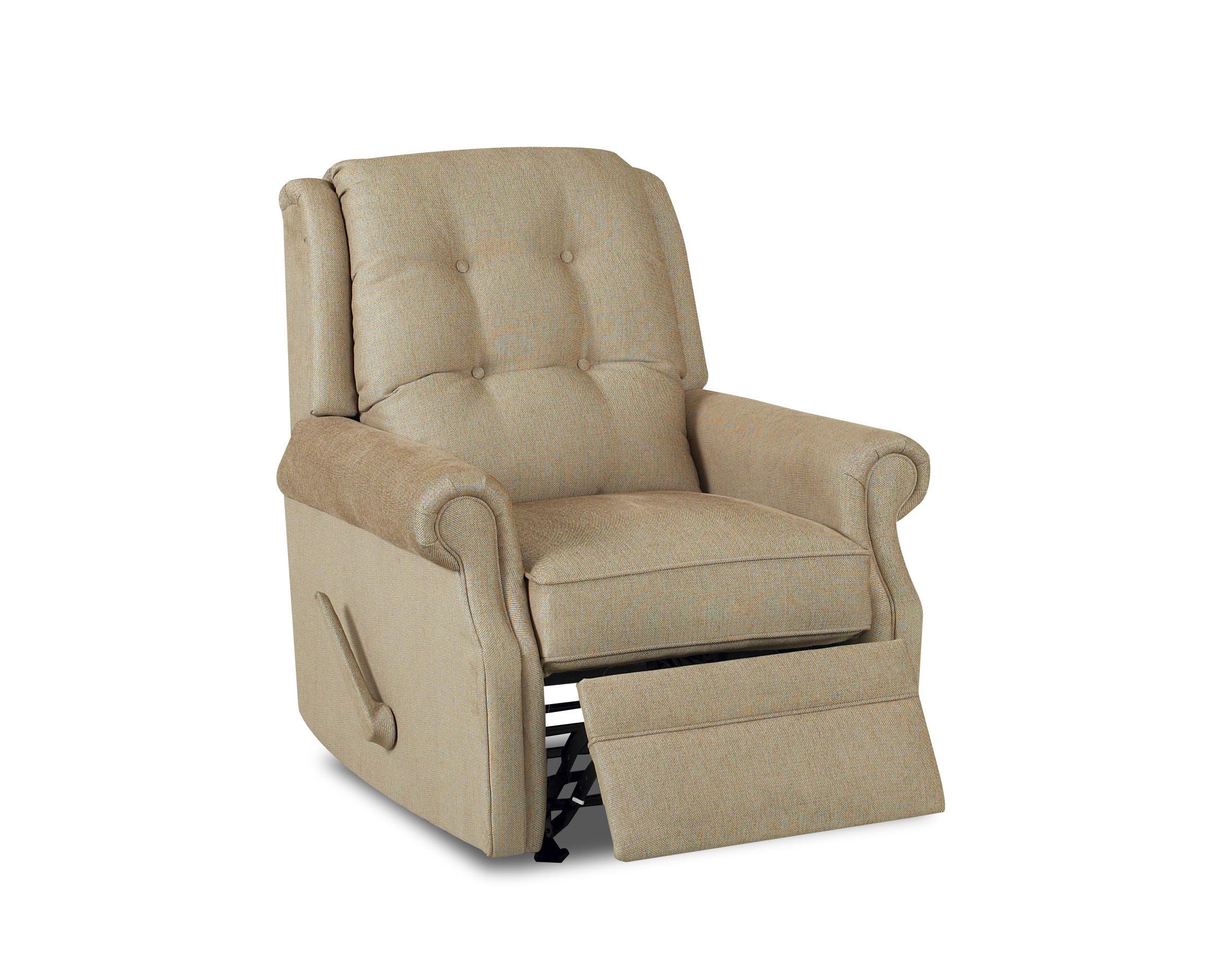 Klaussner Sand Key Transitional Manual Reclining Chair with Rolled Arms